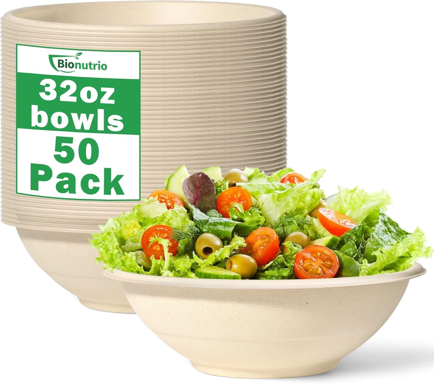 Wholesale 32oz Large Heavy Duty Biodegradable Microwavable Bagasse Paper Bowls 50 Pack Eco Friendly for Hot Soup Milk Cereals Snacks Salads Factory