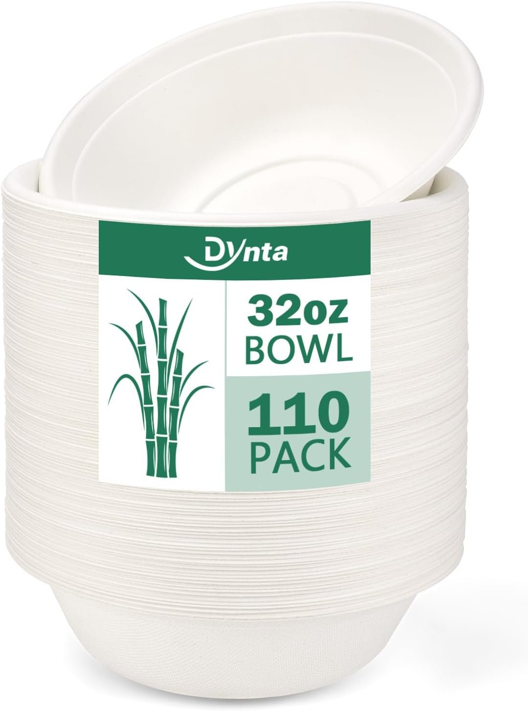 Wholesale 32oz Paper Bowls 110 Pack Disposable Heavy Duty Compostable Eco-Friendly Biodegradable Large Bulk for Hot Soup Salad Party White Factory