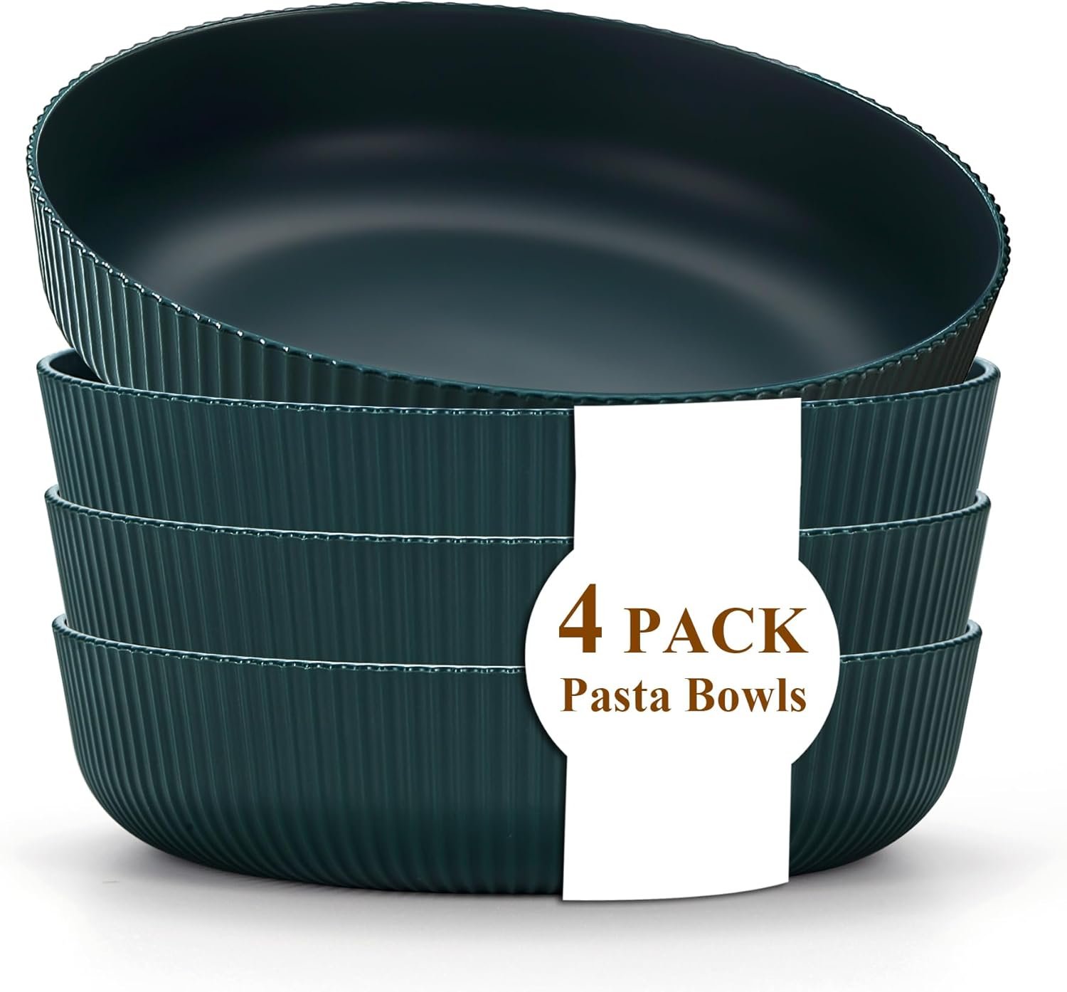 Wholesale 37oz Large Pasta Salad Soup Bowls Set of 4 Plastic Unbreakable Dinner Serving Dishes Dark Green Factory