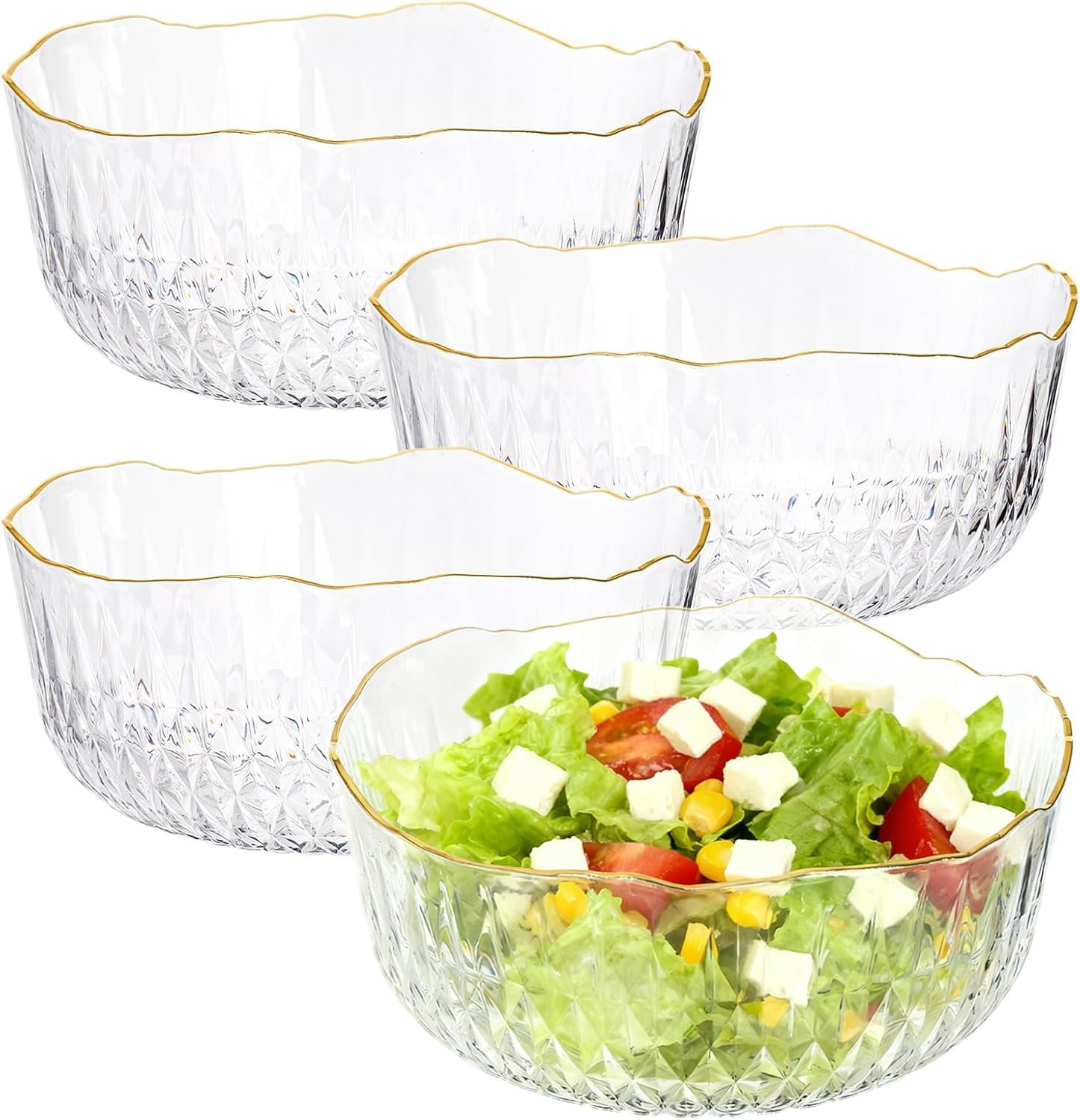 Wholesale 4 Pack 70 Ounce 8 Inch Round Clear Plastic Disposable Serving Bowls for Party Salad Fruit Snack Chip Popcorn Factory Wholesale 4 Pack 70 Ounce 8 Inch Round Clear Plastic Disposable Serving Bowls for Party Salad Fruit Snack Chip Popcorn Factory