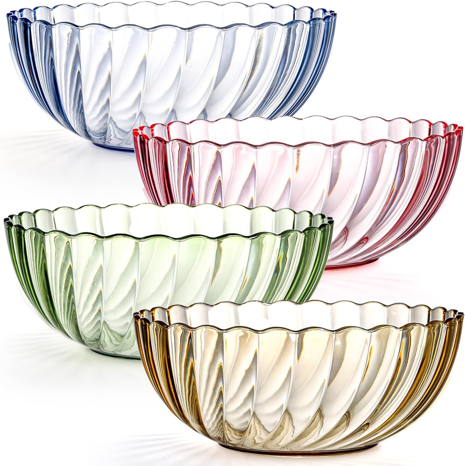 Wholesale 4 Pack 74oz Break Resistant Multicolor Plastic Serving Mixing Bowls for Salad Fruit Popcorn Chip and Dip Factory Wholesale 4 Pack 74oz Break Resistant Multicolor Plastic Serving Mixing Bowls for Salad Fruit Popcorn Chip and Dip Factory