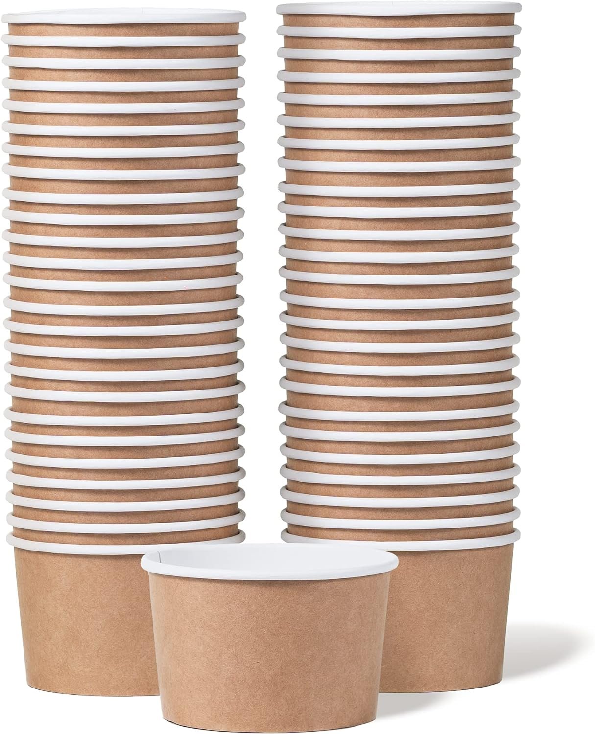 Wholesale 50-Count 5.5-Oz Paper Disposable Ice Cream Cups Brown for Hot Cold Food Sundae Frozen Yogurt Soup Factory Wholesale 50-Count 5.5-Oz Paper Disposable Ice Cream Cups Brown for Hot Cold Food Sundae Frozen Yogurt Soup Factory
