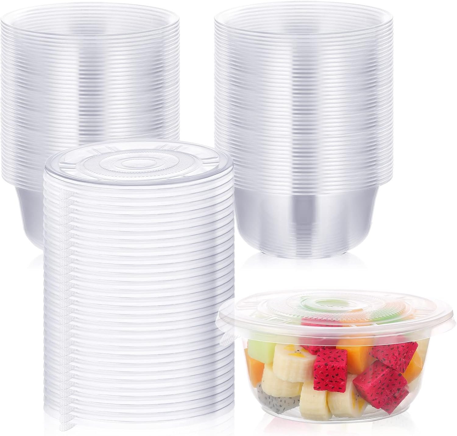 Wholesale 50 Pack 16.9oz Disposable Clear Plastic Salad Bowls with Lids Serving Containers for Soup Fruit Lunch Meals Wedding Catering Work Travel Meal Prep Factory