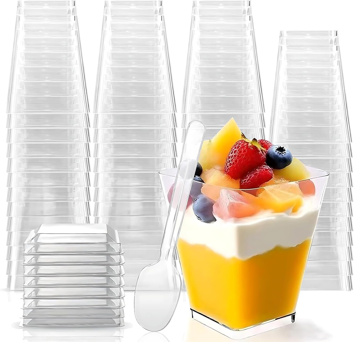 Wholesale 50 Pack 5 oz Clear Plastic Dessert Cups with Lids and Spoons for Yogurt Parfait Appetizer Parties Pudding Fruit Trifle Ice Cream supplier Wholesale 50 Pack 5 oz Clear Plastic Dessert Cups with Lids and Spoons for Yogurt Parfait Appetizer Parties Pudding Fruit Trifle Ice Cream supplier