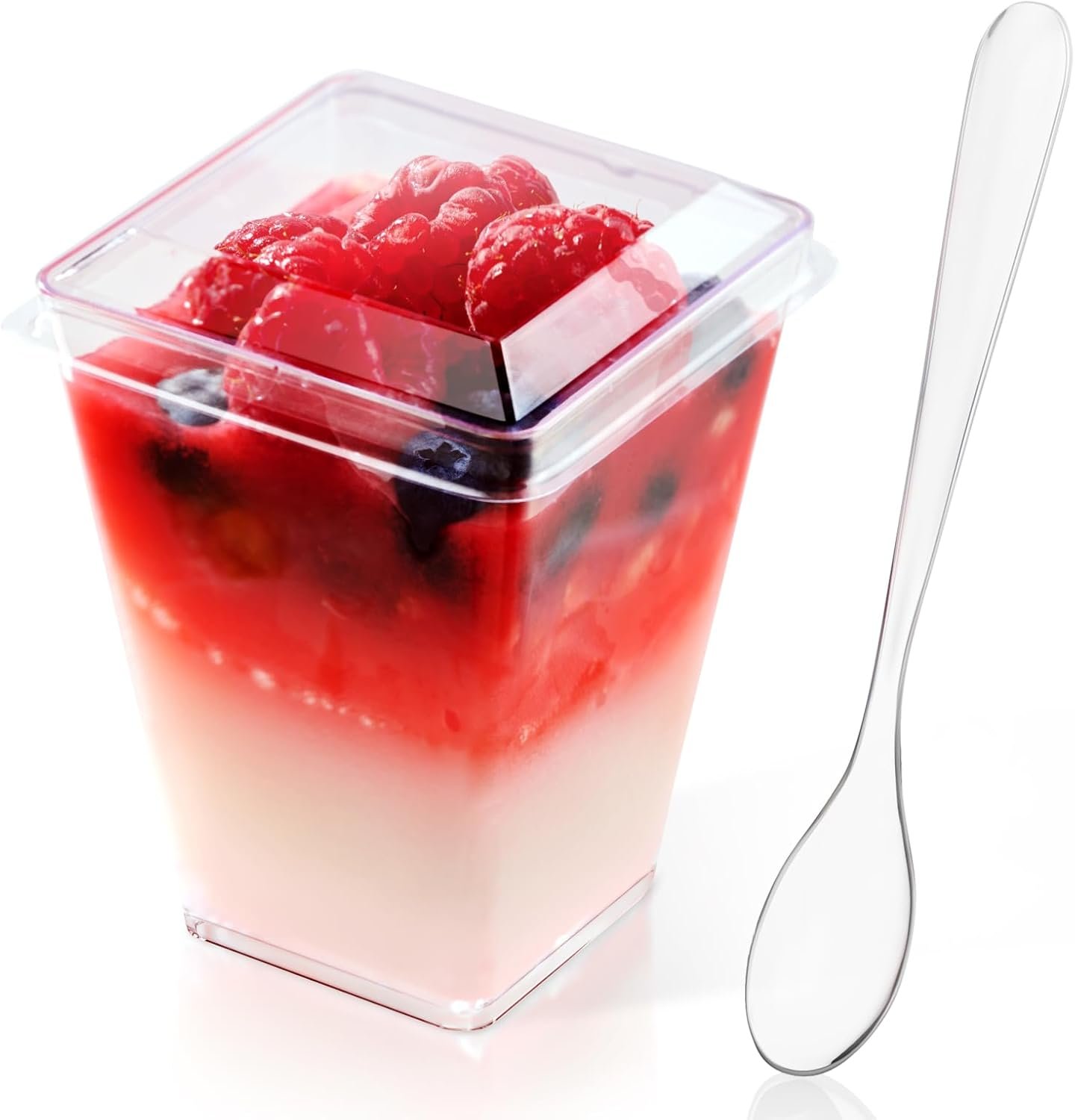 Wholesale 50 Pack 5 oz Plastic Dessert Cups with Lids Spoons for Yogurt Parfait Appetizers Parties Clear Mini Shooters Pudding Fruit Trifle Ice Cream Factory