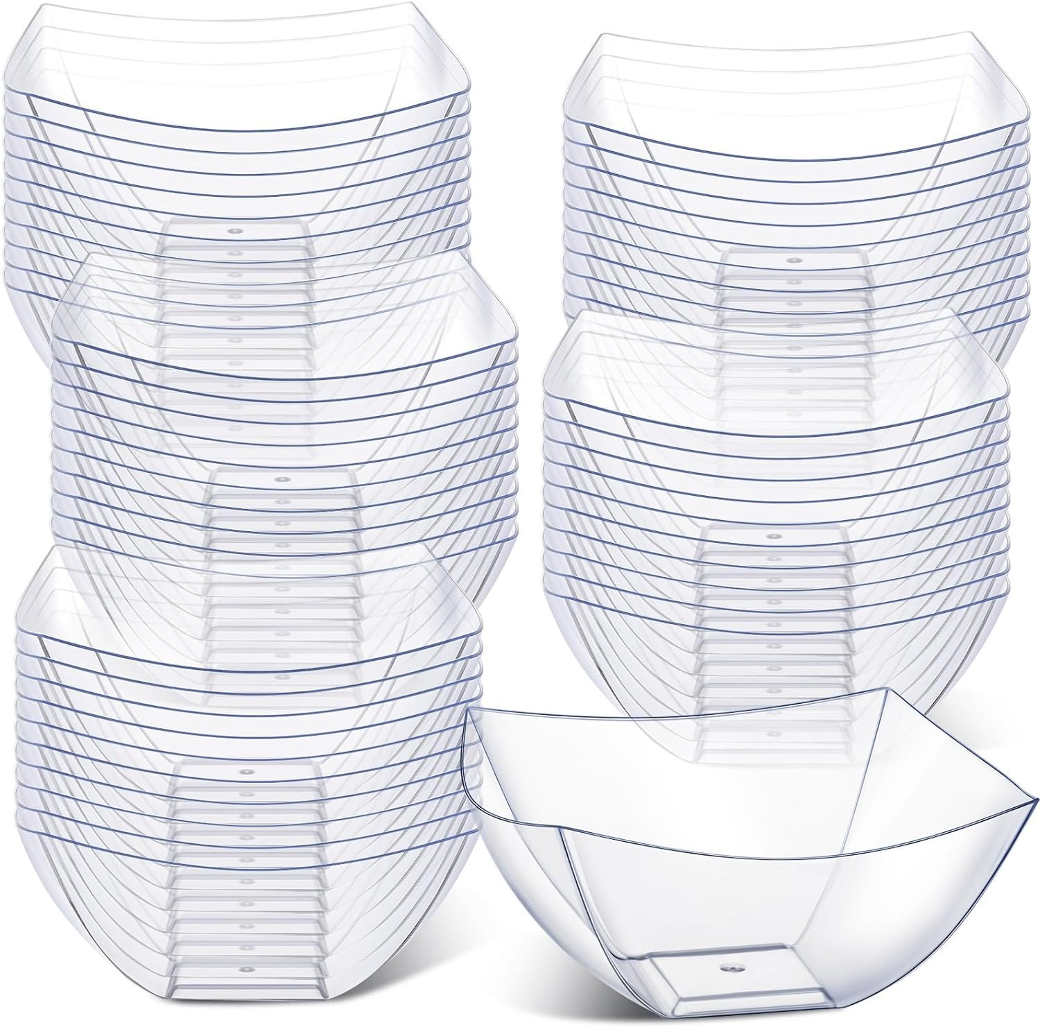 Wholesale 50 Pcs 8 oz Clear Square Plastic Disposable Serving Bowls for Snacks Salads Parties Candy Bars Tacos Buffet Chips Fruit Factory