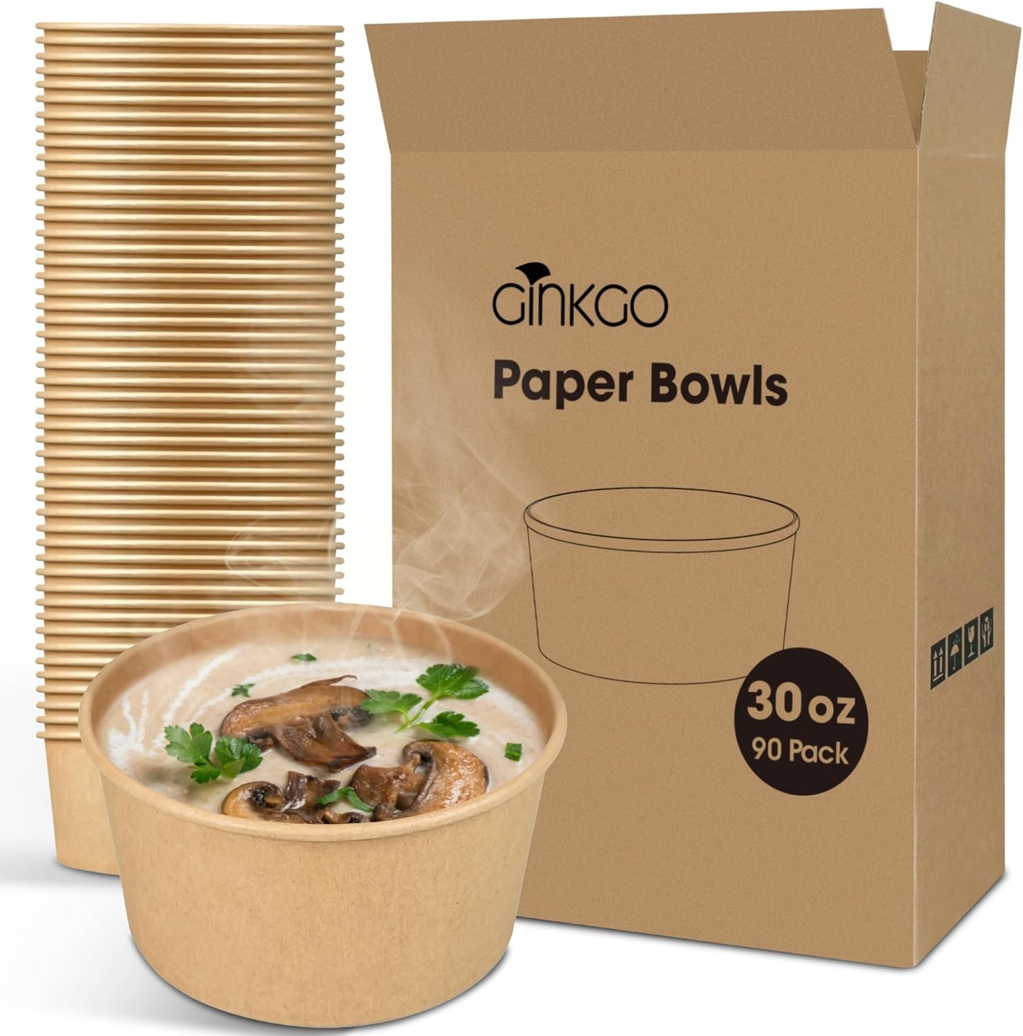 Wholesale 90 Count 30 oz Extra Large Leak Proof Disposable Heavy Duty Paper Bowls for Hot Soup Salads Ice Cream Dessert Cereals Food Factory Wholesale 90 Count 30 oz Extra Large Leak Proof Disposable Heavy Duty Paper Bowls for Hot Soup Salads Ice Cream Dessert Cereals Food Factory
