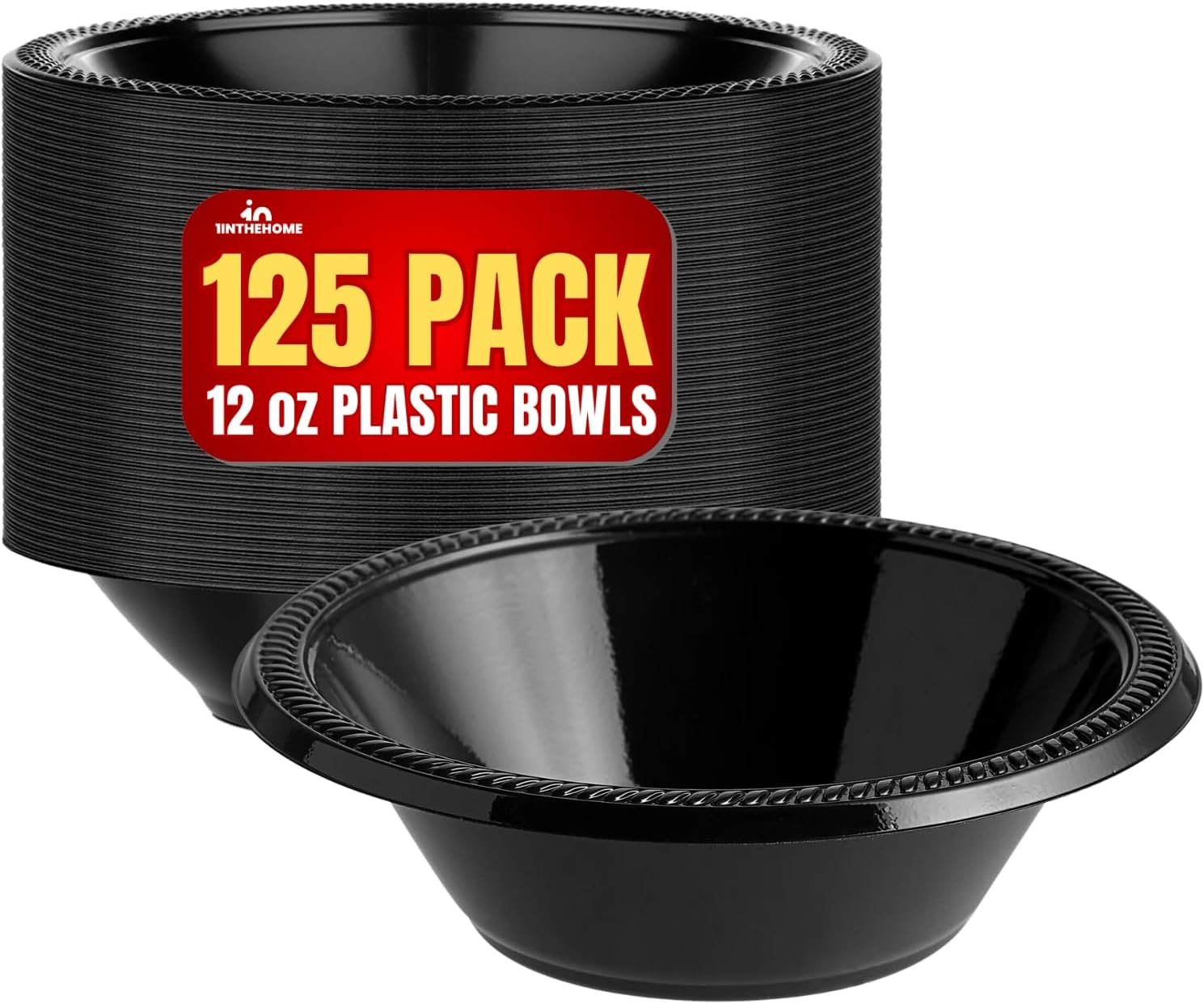 Wholesale Black Plastic 12 Oz Disposable Party Soup Salad Bowls 125 Pack Factory