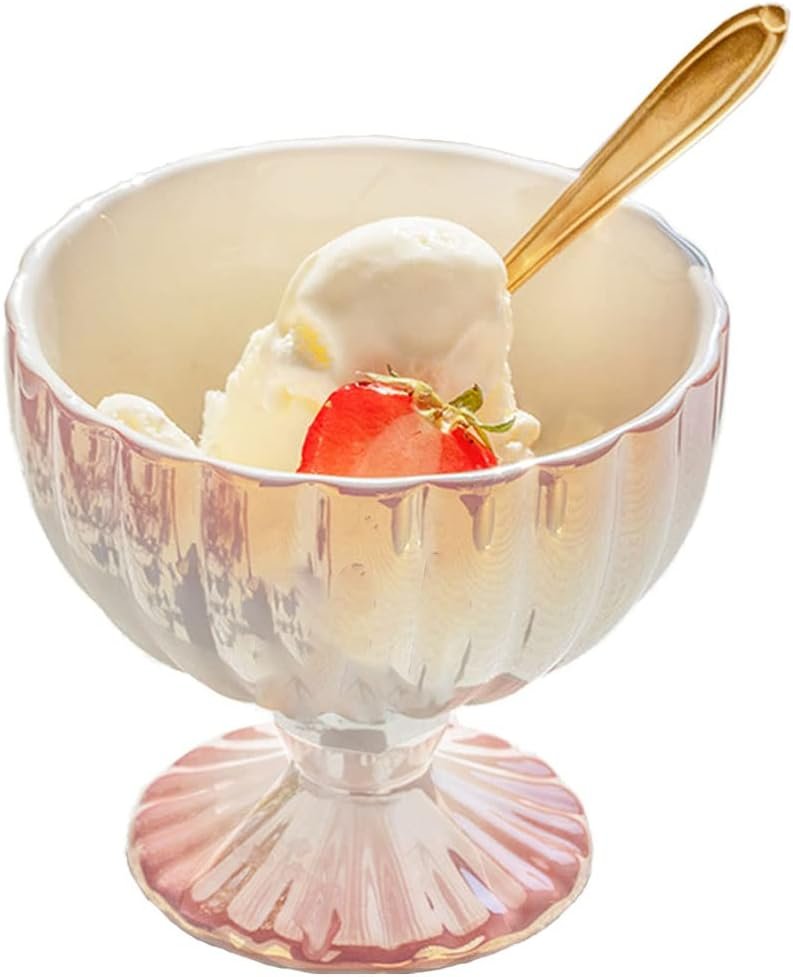 Wholesale Ceramic Ice Cream Cups with Spoons Reusable Dessert Bowls for Trifle Parfait Sundae Nuts Pink Factory