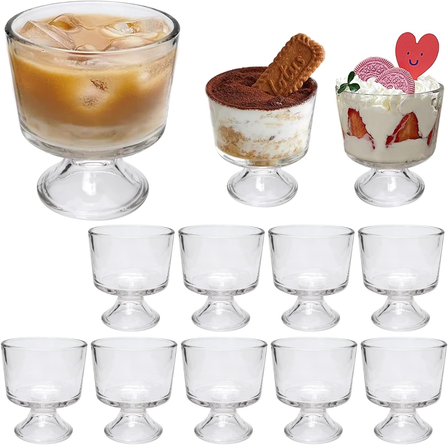 Wholesale Glass Dessert Bowl Set of 12 Clear Footed 10-Ounce 300ml Ice Cream Cups for Sundae Snacks Cereal Fruit Factory