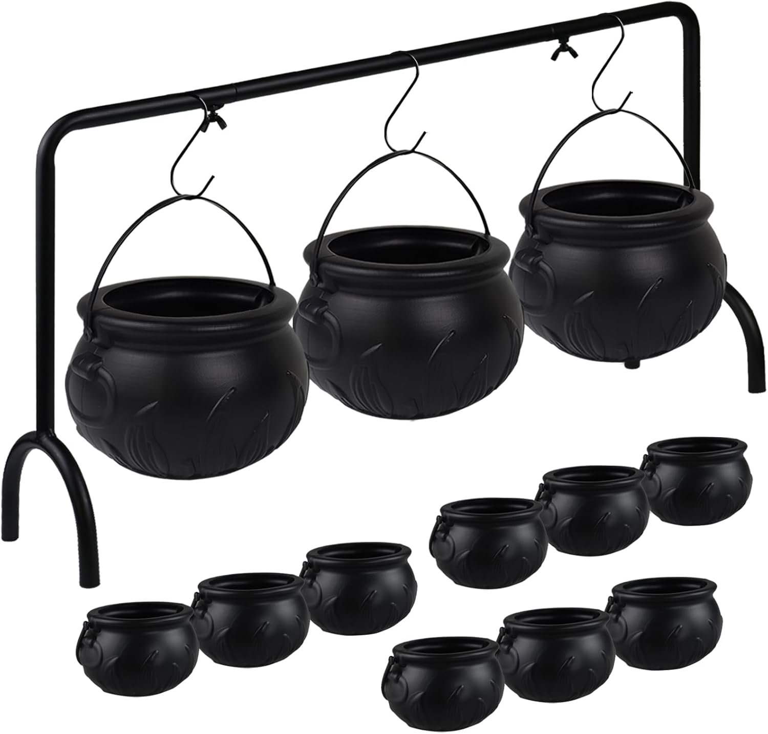Wholesale Halloween Cauldron Serving Bowls Set of 12 Hanging Black Plastic with Iron Rack Large Mini Candy Punch Buckets for Witch Hocus Pocus Party Table Decor Factory Wholesale Halloween Cauldron Serving Bowls Set of 12 Hanging Black Plastic with Iron Rack Large Mini Candy Punch Buckets for Witch Hocus Pocus Party Table Decor Factory