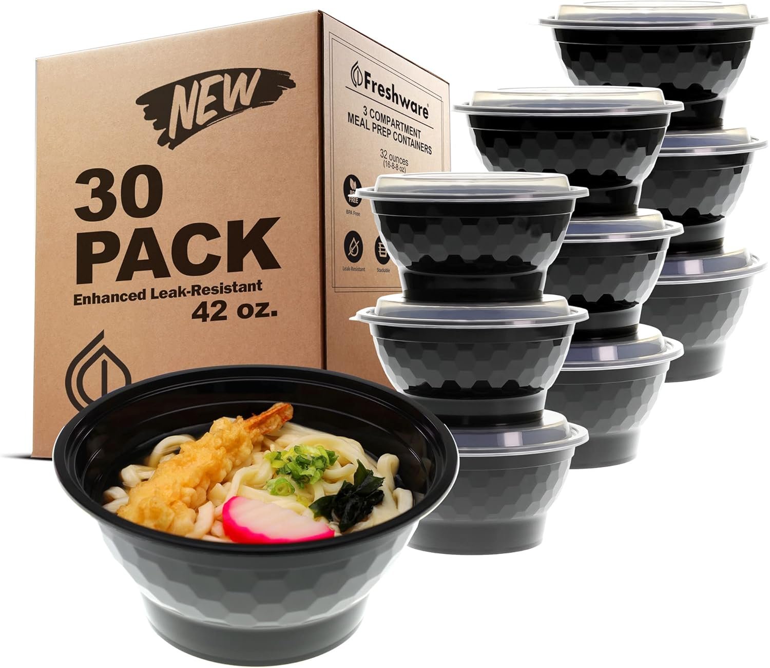 Wholesale Meal Prep Containers with Lids [30 Pack] Plastic Food Storage Bowls for Soup and Salad BPA Free Stackable Microwave Dishwasher Freezer Safe 42 oz Factory