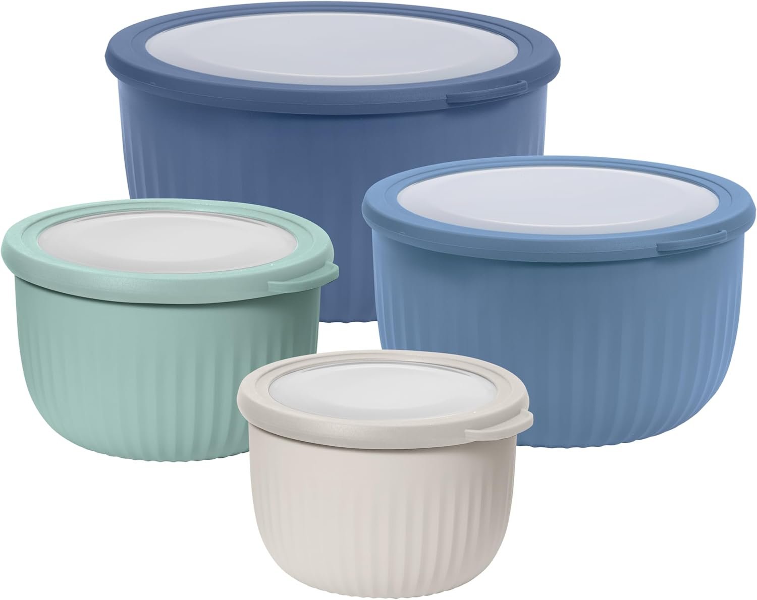 Wholesale Set of 4 Prep Store and Serve Plastic Bowls with See-Thru Lids Dishwasher Microwave and Freezer Safe (0.7 1.4 2.6 4 Quarts) Multicolor Factory