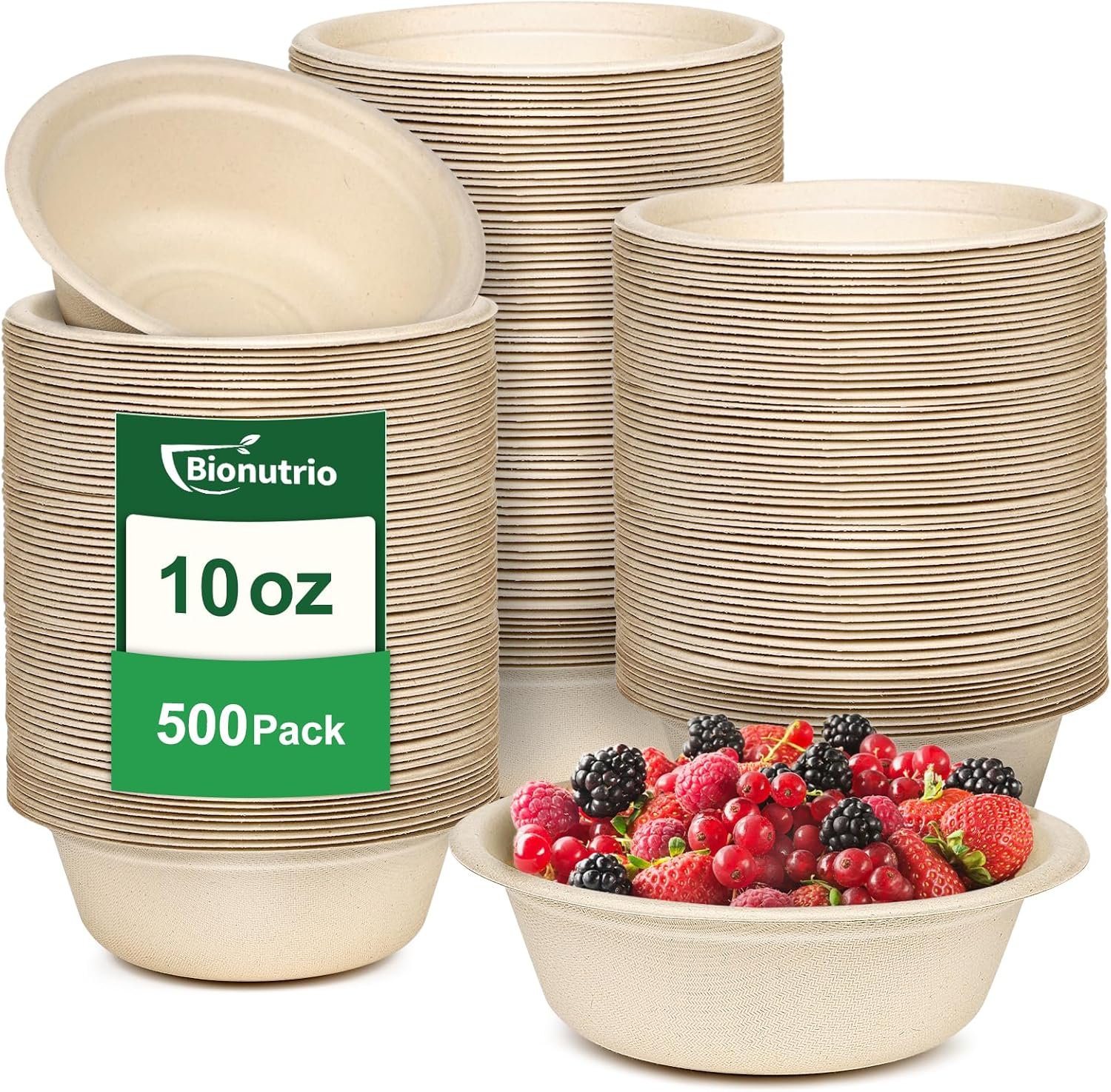 Wholesale Small Paper Bowls 10 oz 500 Pack Heavy Duty Bulk Eco-Friendly Compostable Disposable for Soup Snacks Fruit Biodegradable Bagasse Factory