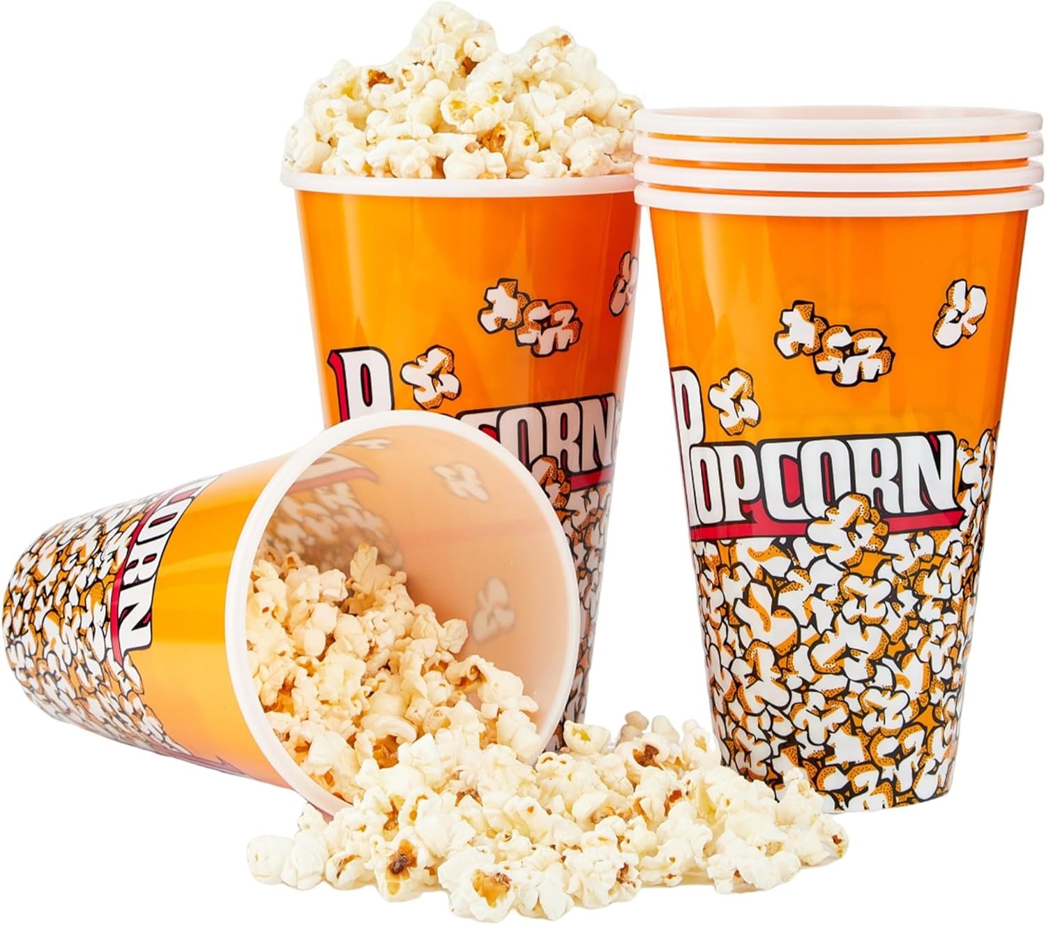 Wholesale Small Reusable Plastic Popcorn Buckets Retro Style for Movie Night 6 Pack Factory